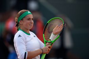 Jelena Ostapenko après sa victoire sur la danoise  Caroline Wozniacki le 6 juin 2017.