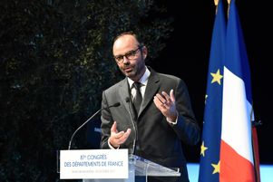 Le Premier ministre Édouard Philippe lors du 87e congrès des départements français, le 20 octobre 2017 à Marseille,