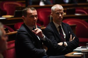 Le ministre du travail Olivier Dussopt au Sénat durant l’examen du texte de la réforme des retraites, le 2 mars 2023.