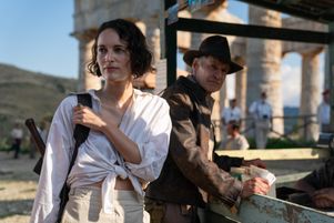 Les acteurs Phoebe Waller-Bridge et Harrison Ford sont les protagonistes d’« Indiana Jones et le cadran de la destinée », présenté en avant-première au Festival de Cannes jeudi 18 mai 2023.