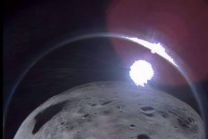 Image diffusée le 26 février 2024 par l’entreprise privée américaine Intuitive Machines montrant la Lune lors de l’atterrissage de la sonde Odysseus