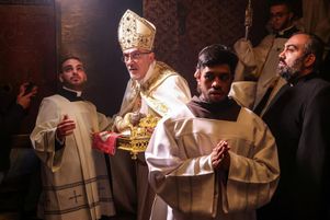 Le patriarche latin de Jérusalem, Pierbattista Pizzaballa, lors de la messe de Noël à l’église de la Nativité à Bethléem, le 24 décembre 2024.