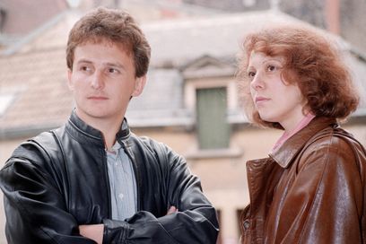 Christine et Jean-Marie Villemin arrivent au tribunal de Dijon, le 4 juillet 1989.
